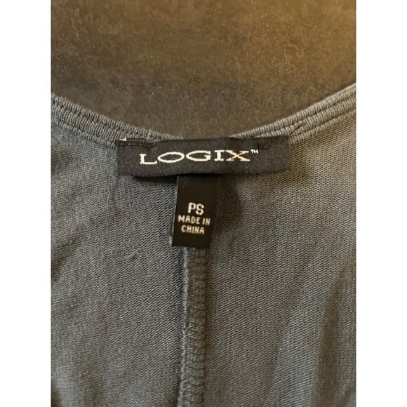 Logix Grey Half Sleeve Wide Neck Draped Tunic Top SZ Petite Small - Picture 6 of 9